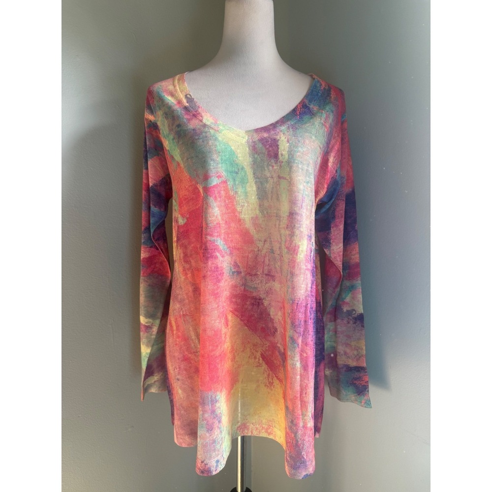 Soft Surroundings boho Tunic Top Multi Plein De Couleurs shirt L bright colorful